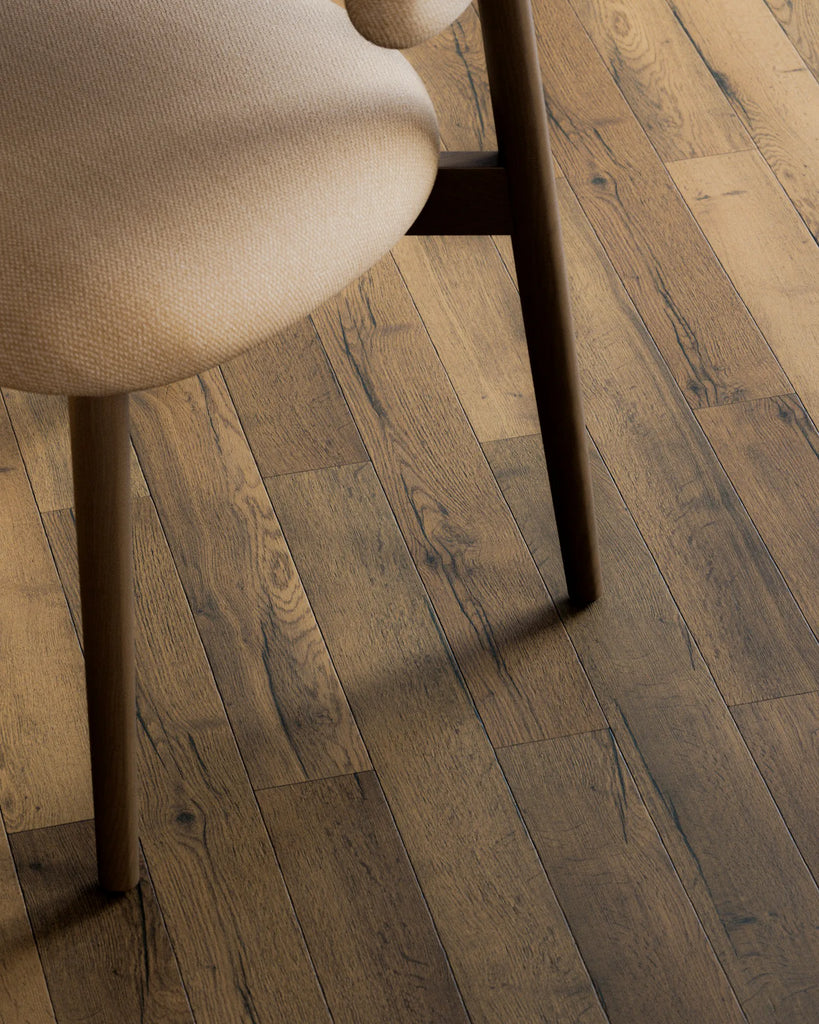 Rustic Oak Wood Brick Bond Floor PBR Texture - Example Scene Visualization | Superellipse