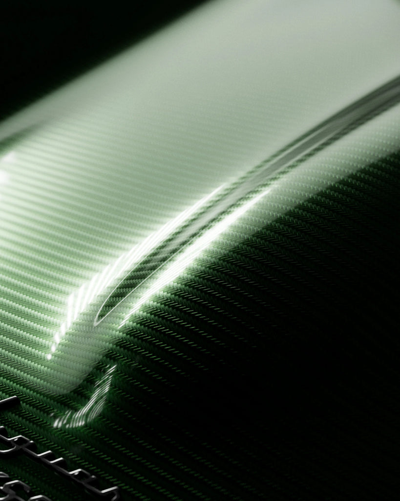 Carbon Fiber Twill Weave 3x1 Emerald Green PBR Texture - Example Scene Visualization | Superellipse