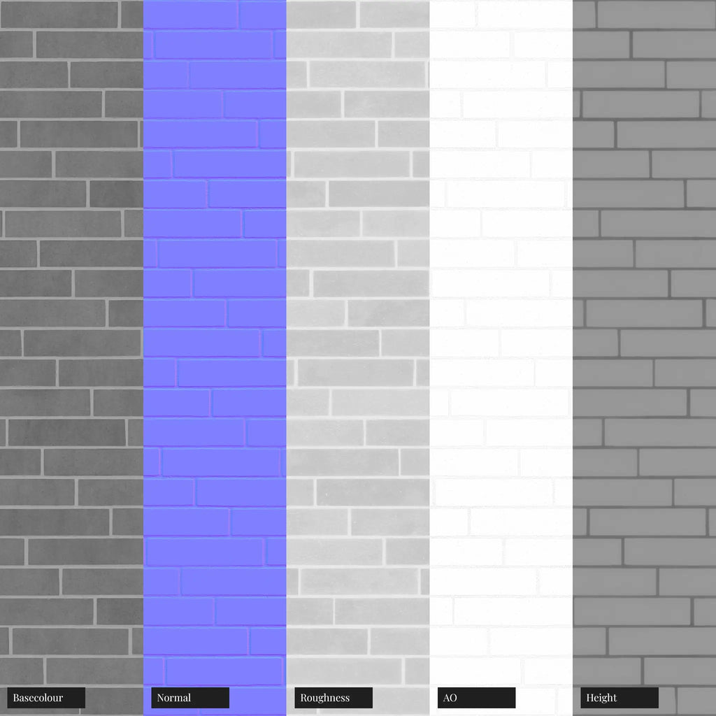 Concrete Architectural Brick Staggered PBR Texture - Example Scene Visualization | Superellipse