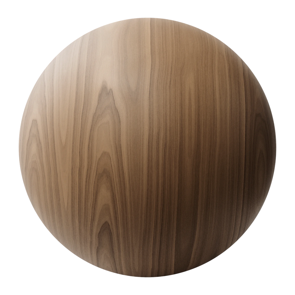 Walnut Crown Cut Veneer Oiled Finish PBR Texture - Sphere Swatch Preview | Superellipse