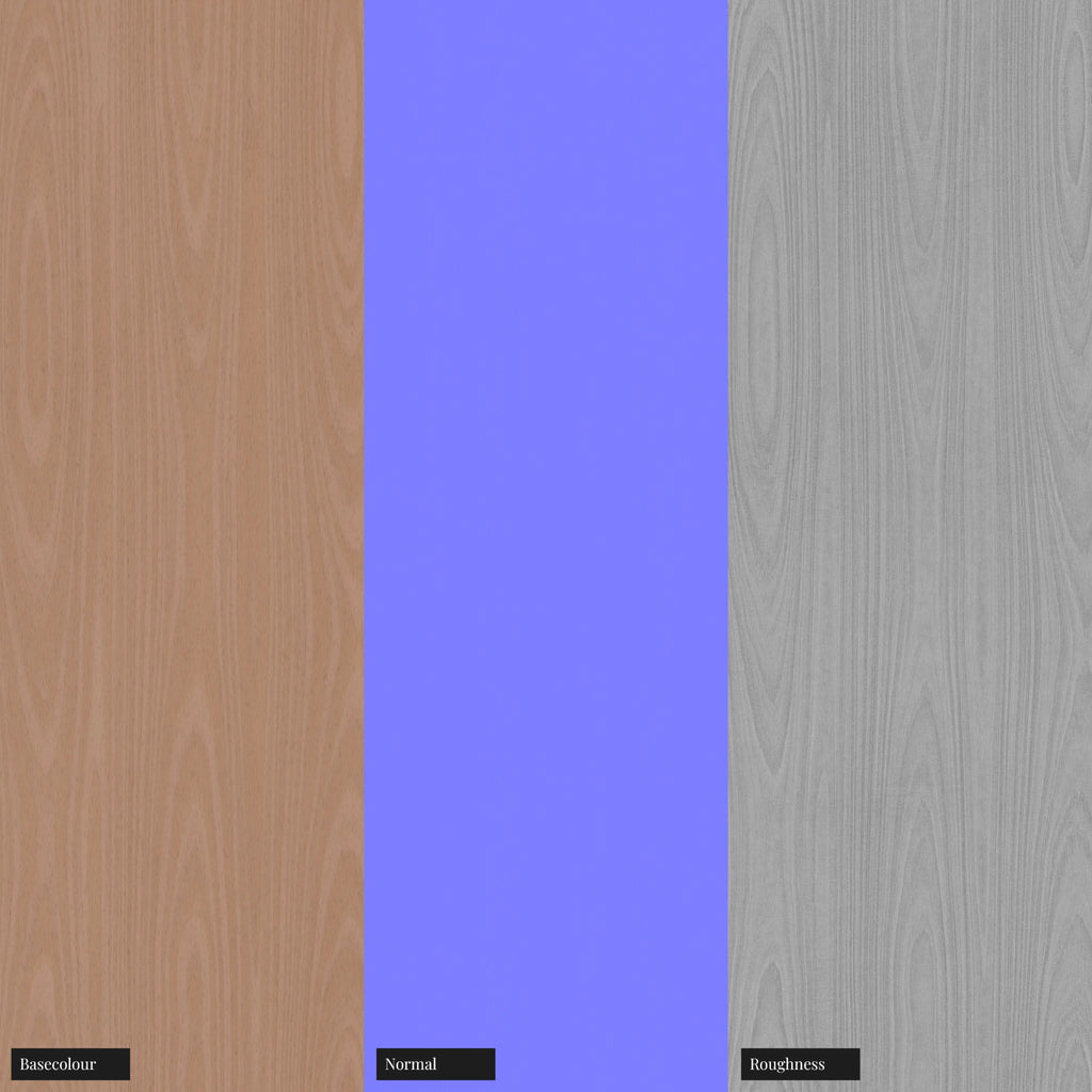 Beech Crown Cut Veneer Wood PBR Texture - Example Scene Visualization | Superellipse