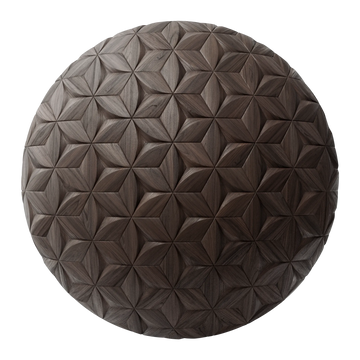Arched Rhombus Walnut Wood Panel PBR Texture - Sphere Swatch Preview | Superellipse