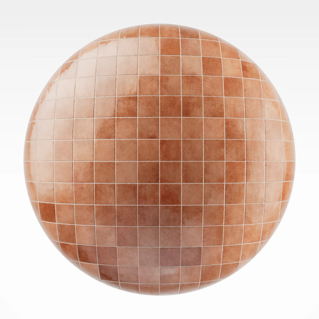Zellige Rose Gloss Ceramic Tile PBR Texture - Sphere Swatch Preview | Superellipse
