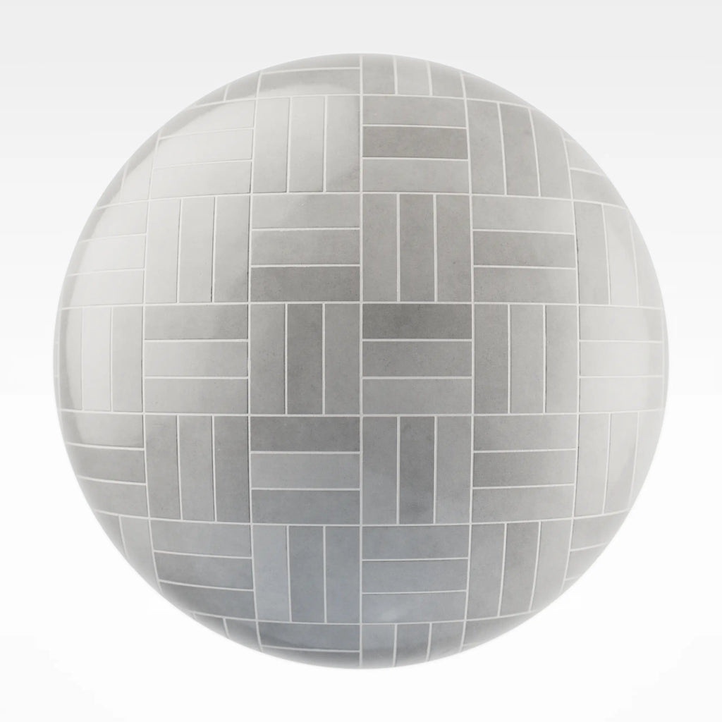 Zellige French Grey Basketweave Tile PBR Texture - Sphere Swatch Preview | Superellipse
