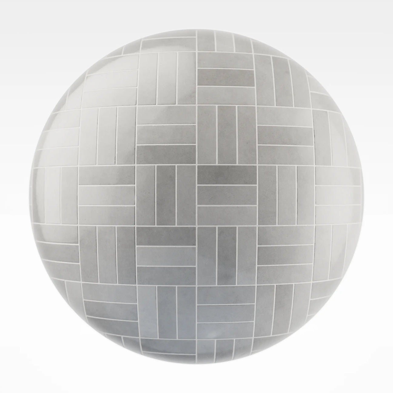 Zellige French Grey Basketweave Tile PBR Texture - Sphere Swatch Preview | Superellipse