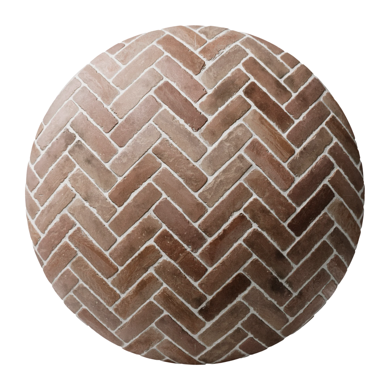 Terracotta Traditional Rustic Herringbone Tiles PBR Texture - Sphere Swatch Preview | Superellipse