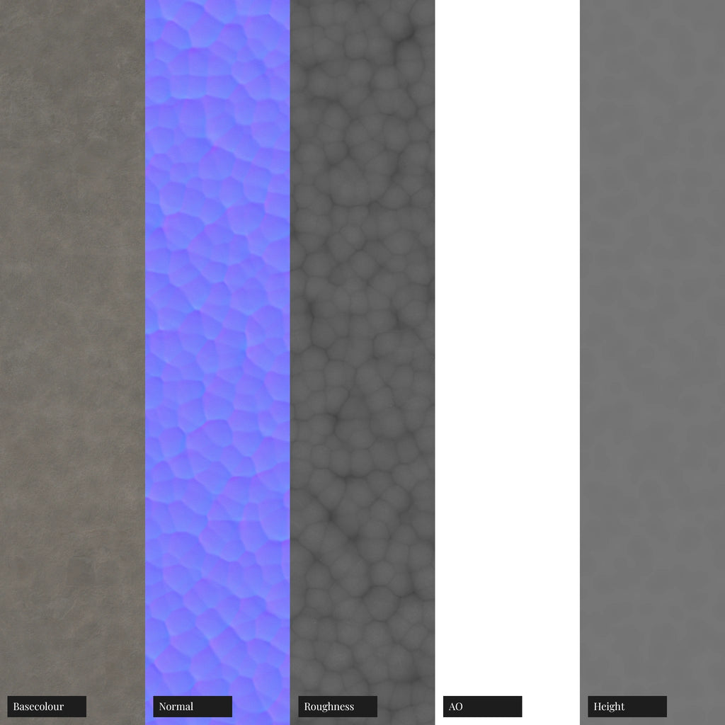 Hammered Cast Iron Metal PBR Texture - Example Scene Visualization | Superellipse