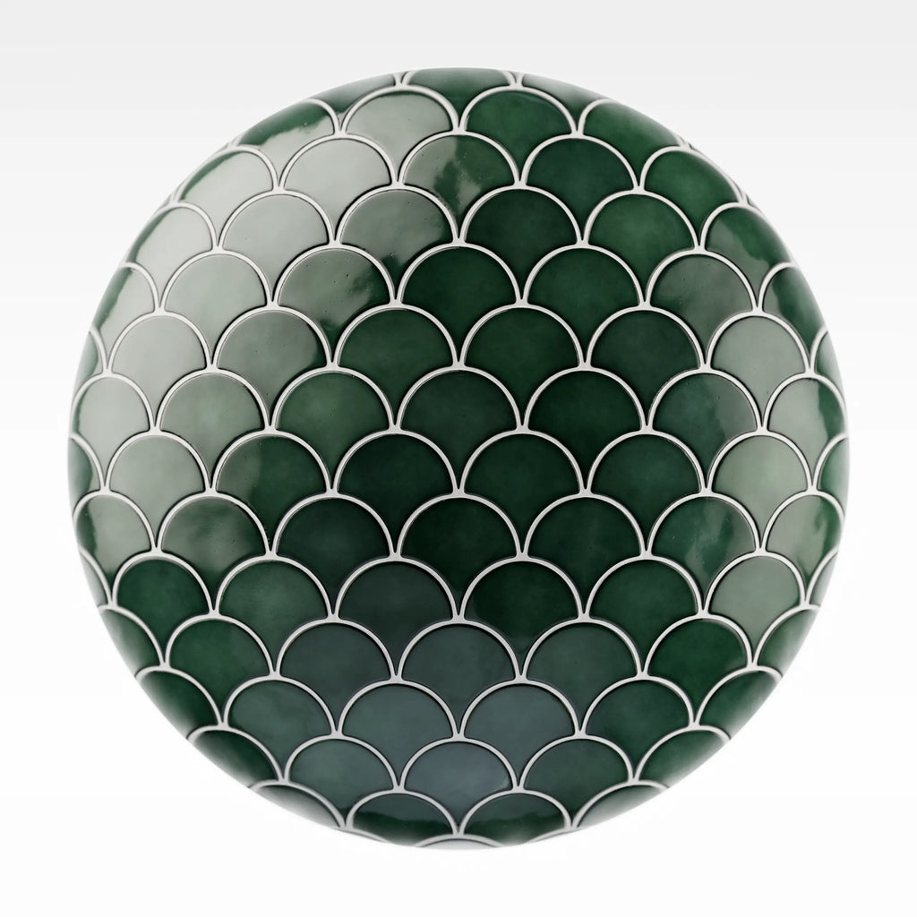 Avocado Glossy Scallop Ceramic Tile PBR Texture - Sphere Swatch Preview | Superellipse
