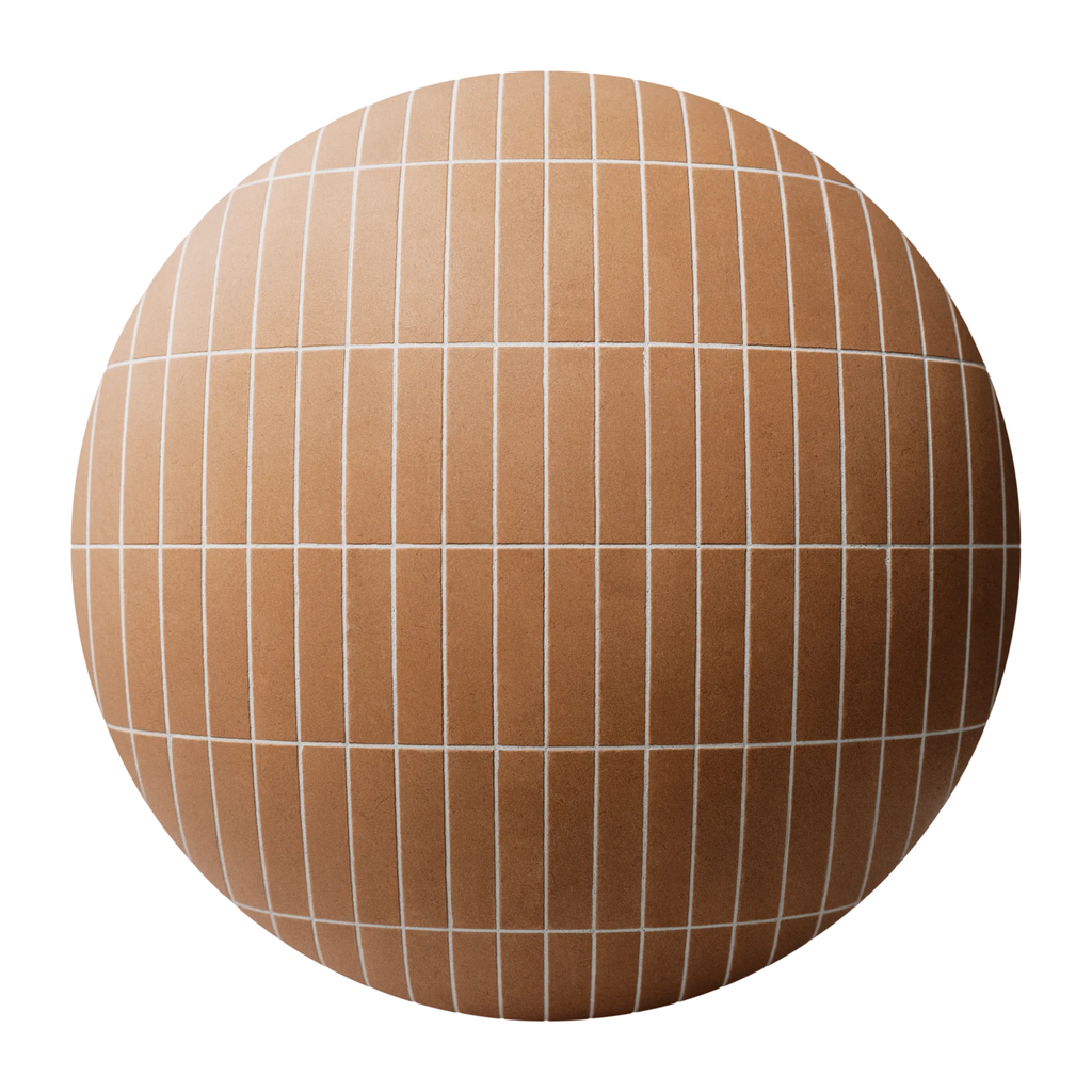 Terracotta Minimal Stacked Brick Tile PBR Texture - Sphere Swatch Preview | Superellipse