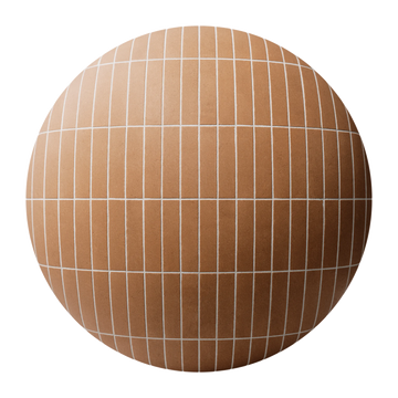 Terracotta Minimal Stacked Brick Tile PBR Texture - Sphere Swatch Preview | Superellipse