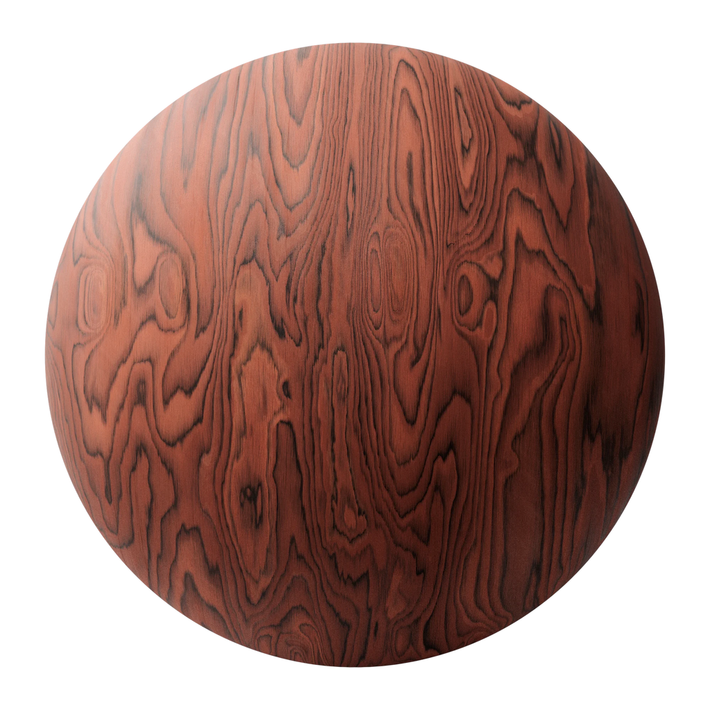 Sottsass Red Dyed Wood Veneer PBR Texture - Sphere Swatch Preview | Superellipse