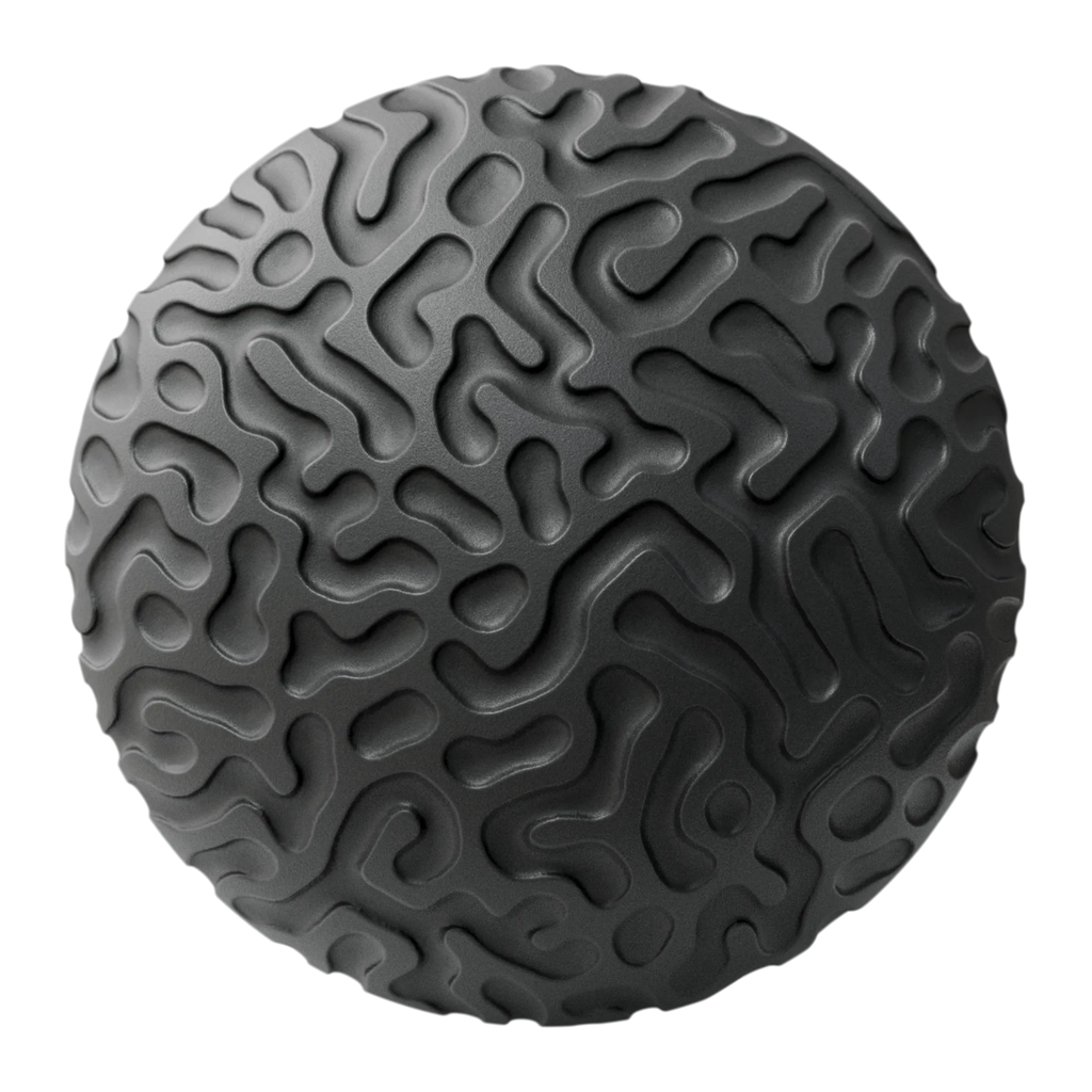 Reaction Diffusion Organic Embossed Plastic PBR Texture - Sphere Swatch Preview | Superellipse