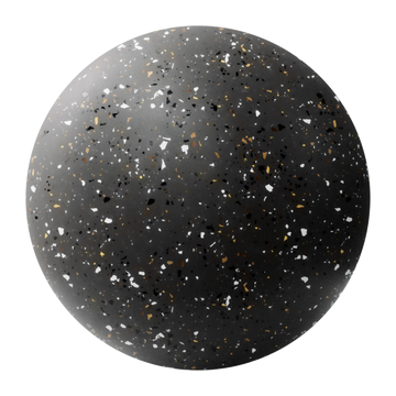 Deep Cocoa Recycled Terrazzo Plastic PBR Texture - Sphere Swatch Preview | Superellipse