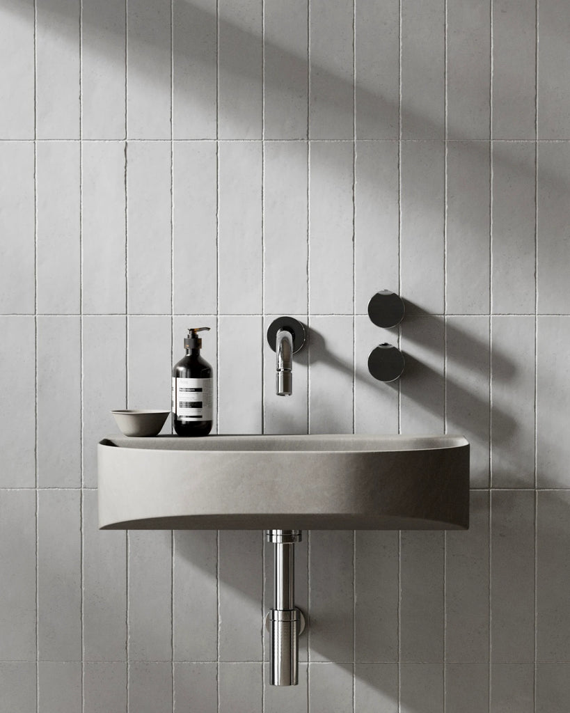 Zellige Light Grey Stacked Tile PBR Texture - Example Scene Visualization | Superellipse