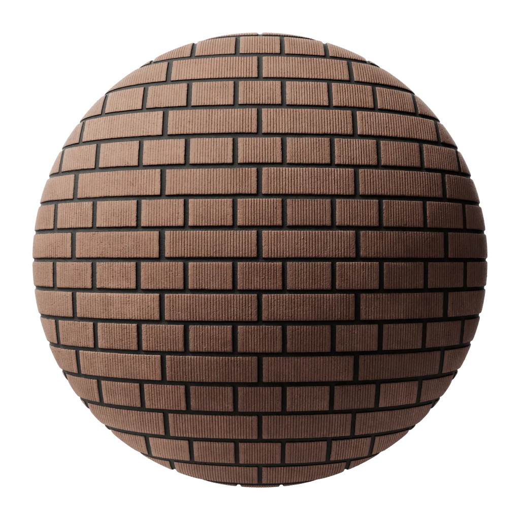 Old Mill Red Grooved Brick English Bond PBR Texture - Sphere Swatch Preview | Superellipse