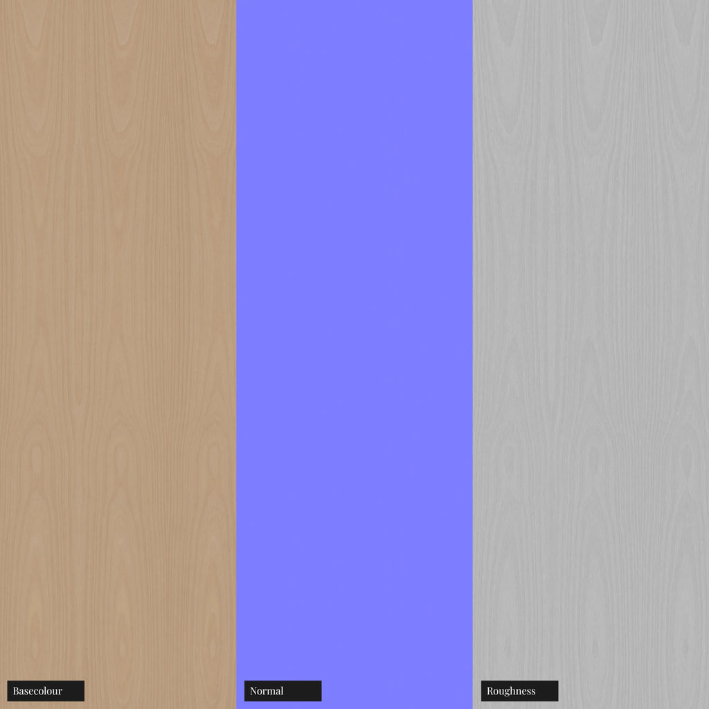 Maple Book Matched Veneer Wood PBR Texture - Example Scene Visualization | Superellipse