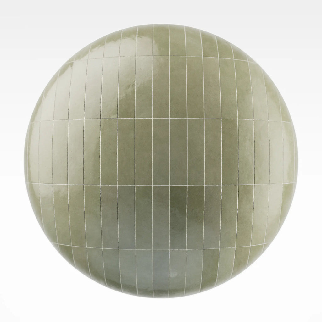 Zellige Sage Vertical Tile PBR Texture - Sphere Swatch Preview | Superellipse