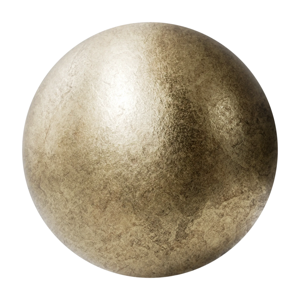 Worn Aged Brass Metal PBR Texture - Sphere Swatch Preview | Superellipse