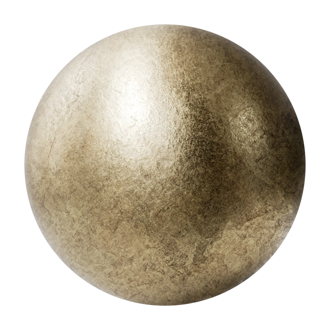 Worn Aged Brass Metal PBR Texture - Sphere Swatch Preview | Superellipse