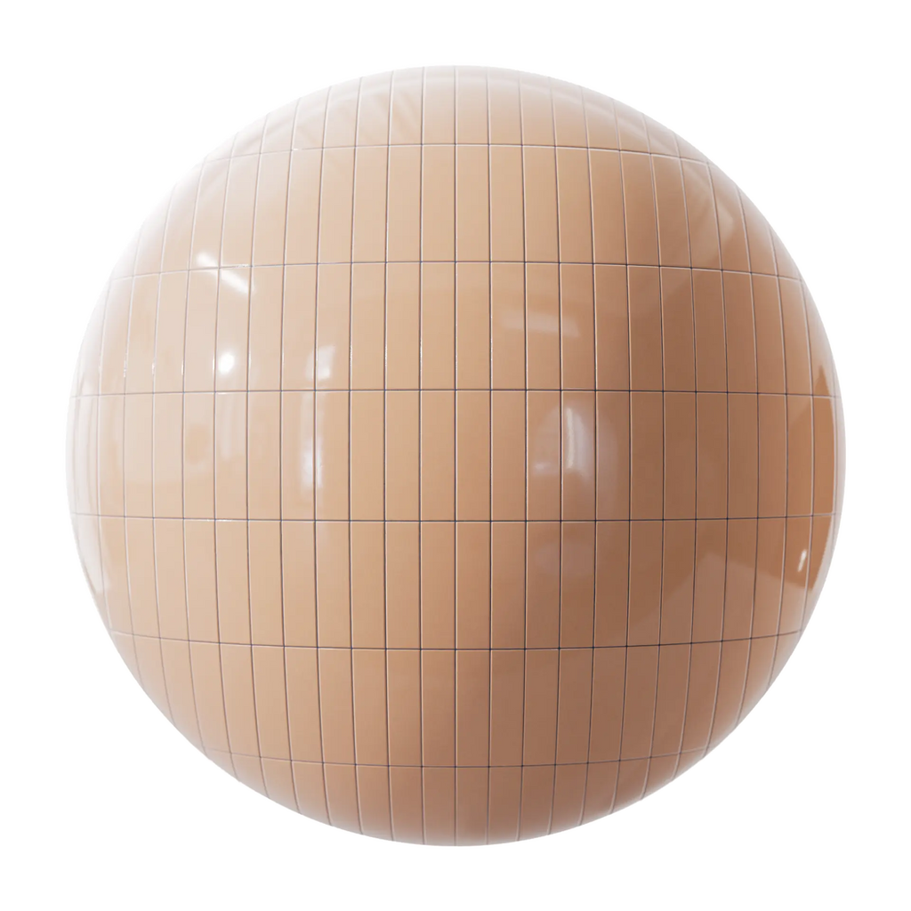 Contemporary Apricot Tile Coordinated Grout PBR Texture - Sphere Swatch Preview | Superellipse