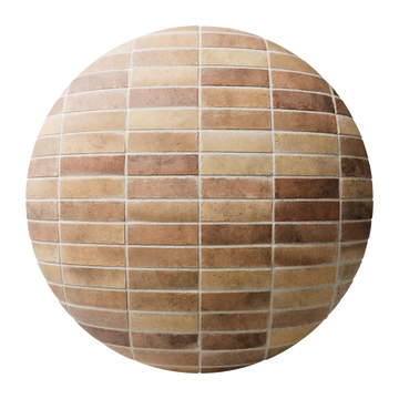 Terracotta Mixed Fired Brick Tiles PBR Texture - Sphere Swatch Preview | Superellipse