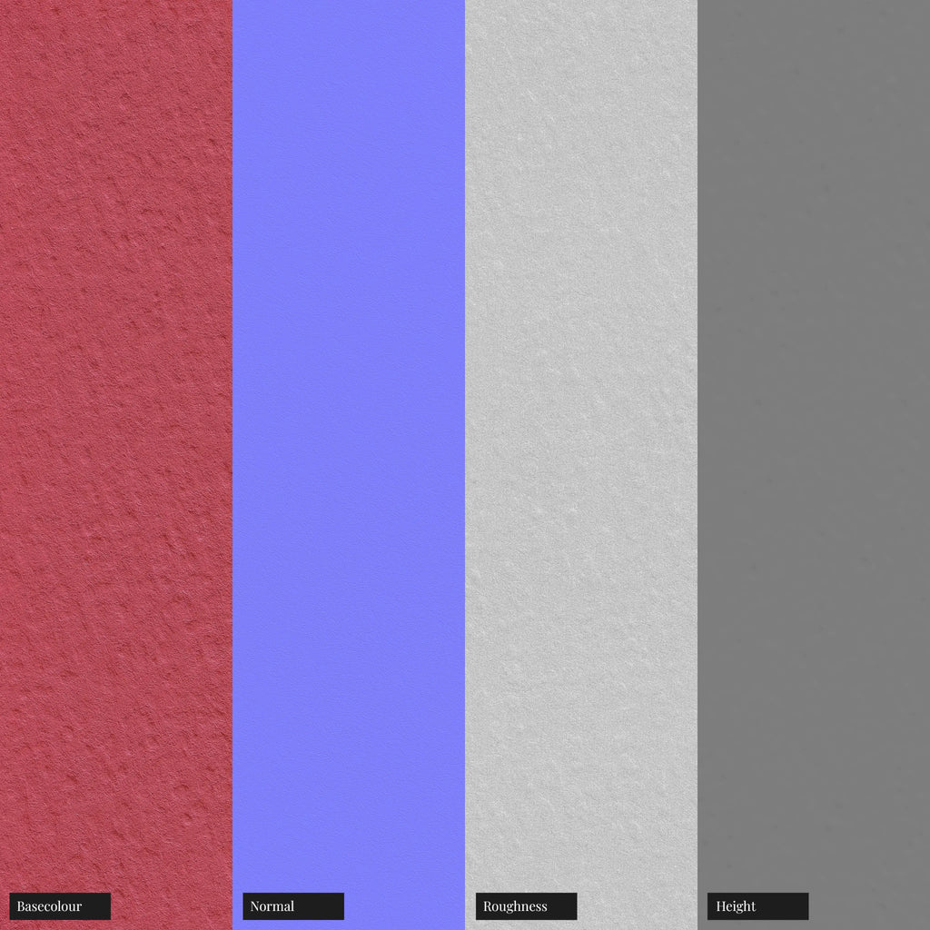 Embossed Strathmore Pastelle Scarlet Paper PBR Texture - Example Scene Visualization | Superellipse