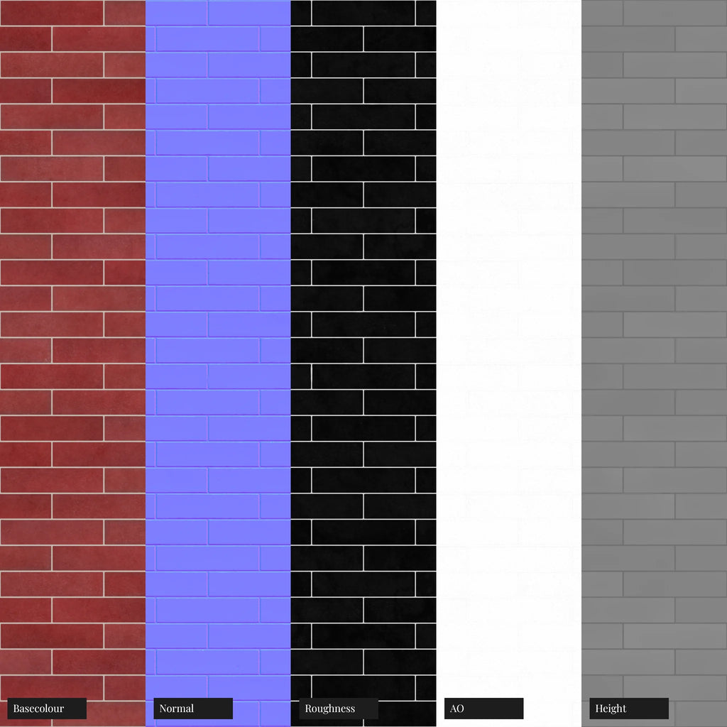 Zellige Rose Velvet Brickbond Tile PBR Texture - Example Scene Visualization | Superellipse