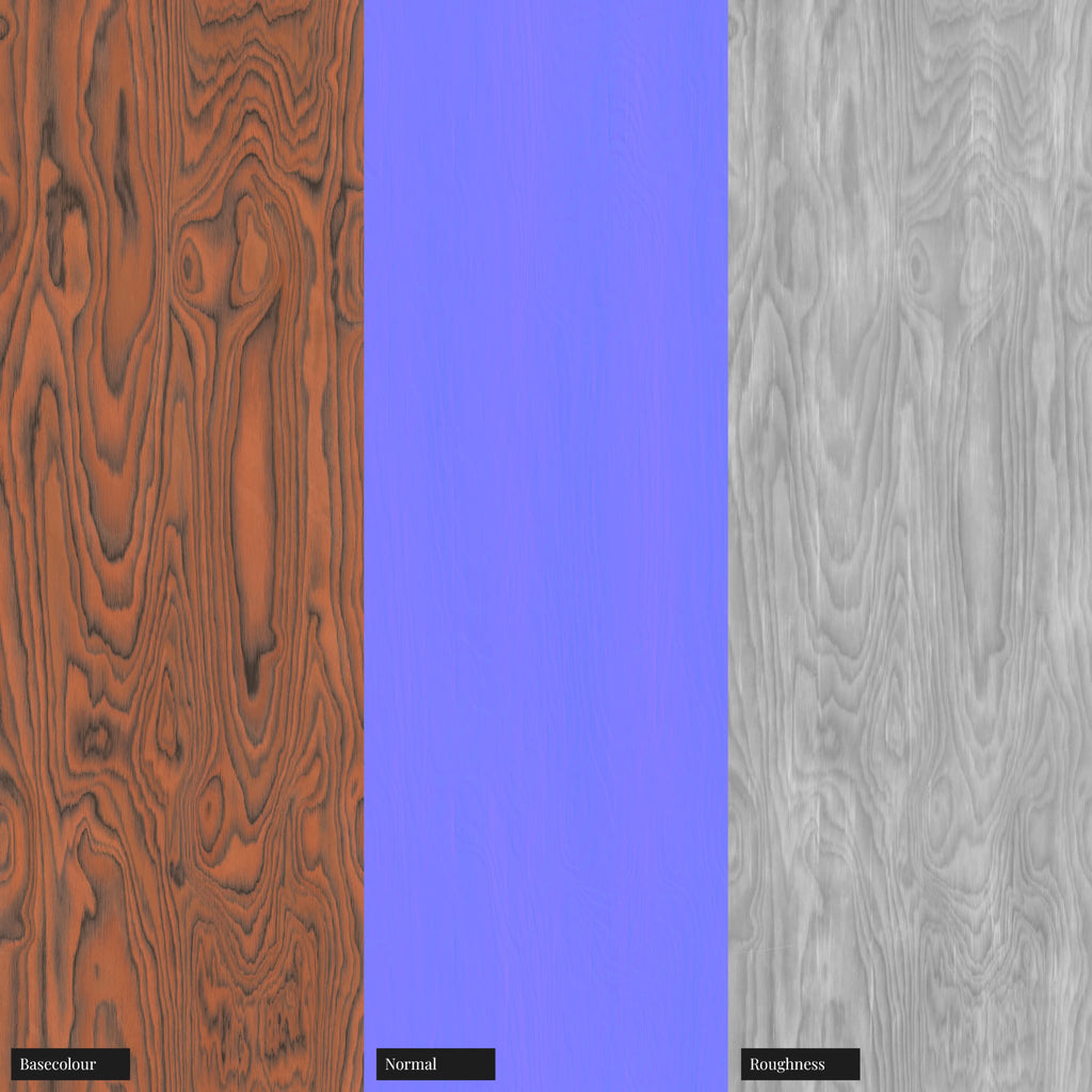 Sottsass Orange Dyed Wood Veneer PBR Texture - Example Scene Visualization | Superellipse