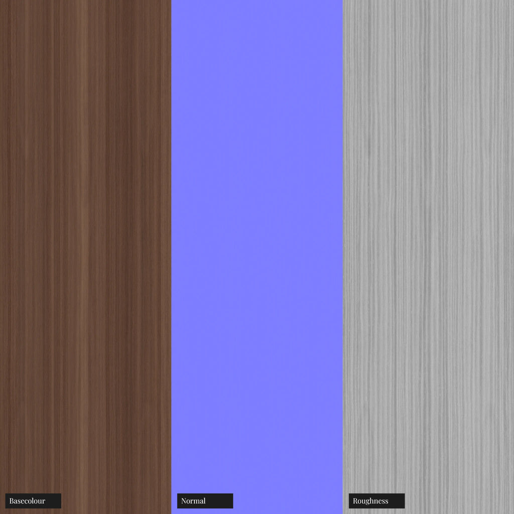 Walnut Rift Sawn Veneer Natural Finish Wood PBR Texture - Example Scene Visualization | Superellipse