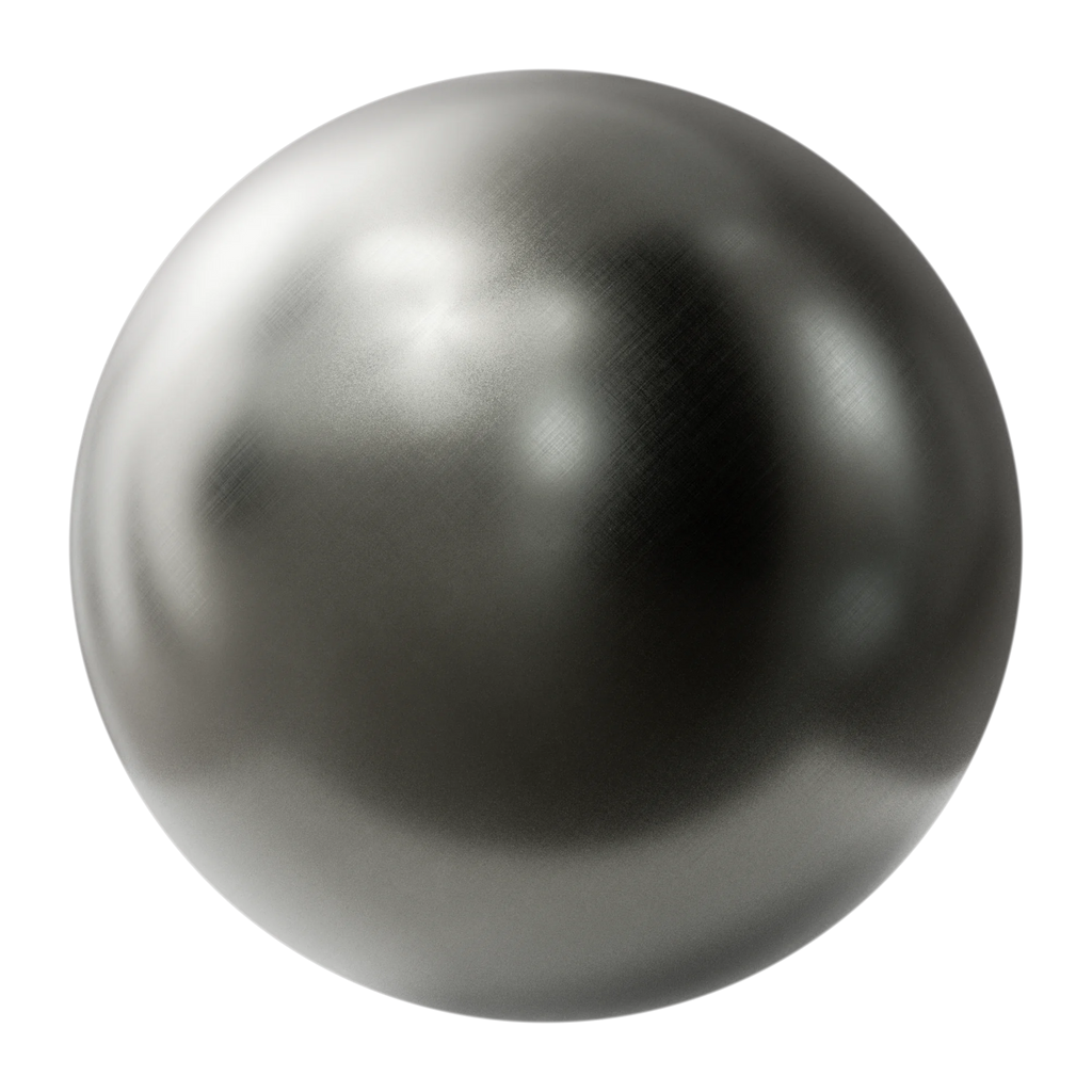 Fine Crosshatch Brushed Tungsten Metal PBR Texture - Sphere Swatch Preview | Superellipse