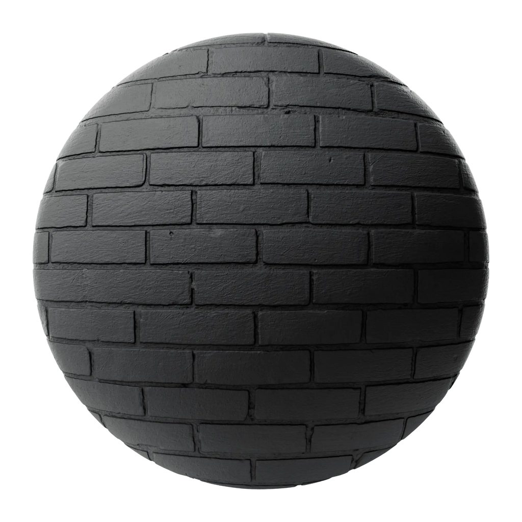 Contemporary Painted Brick Off Black PBR Texture - Sphere Swatch Preview | Superellipse