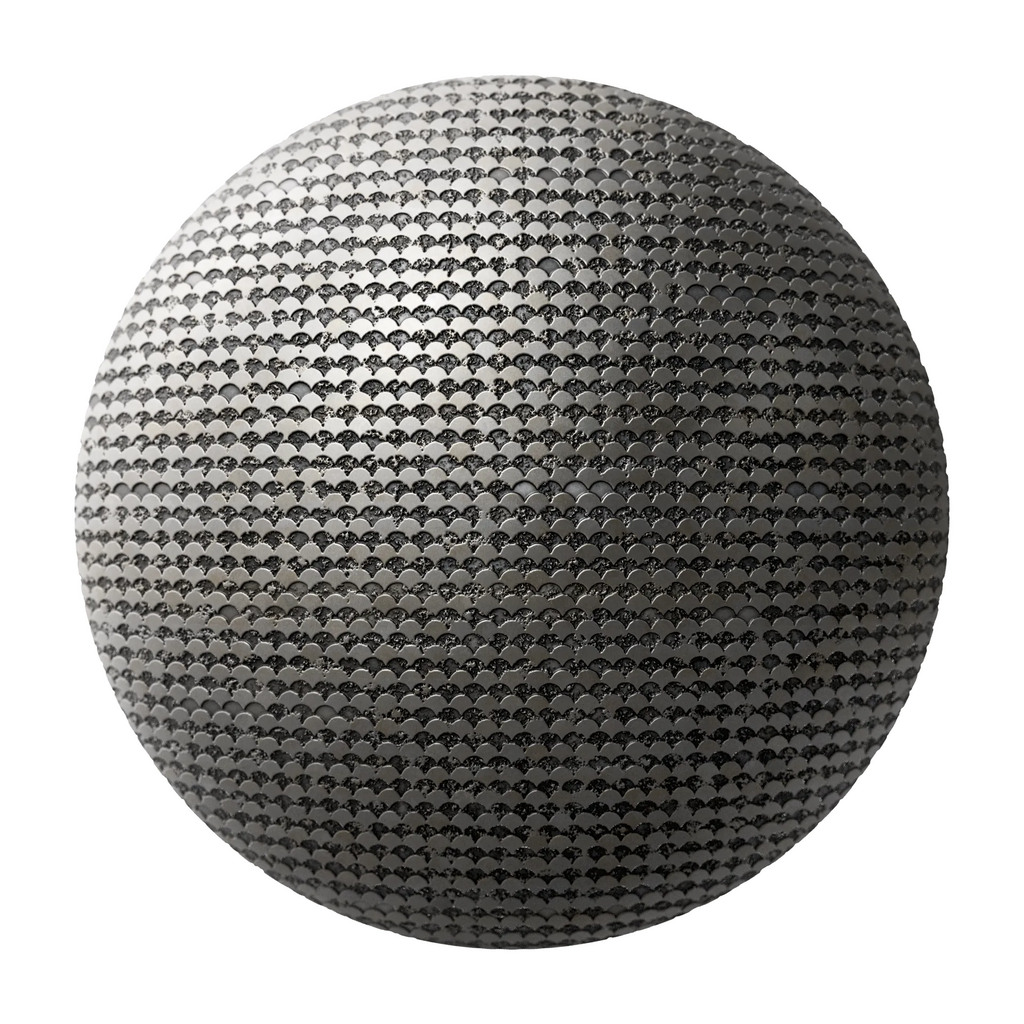 Oxidised Scallop 3D Stainless Steel Panel PBR Texture - Sphere Swatch Preview | Superellipse