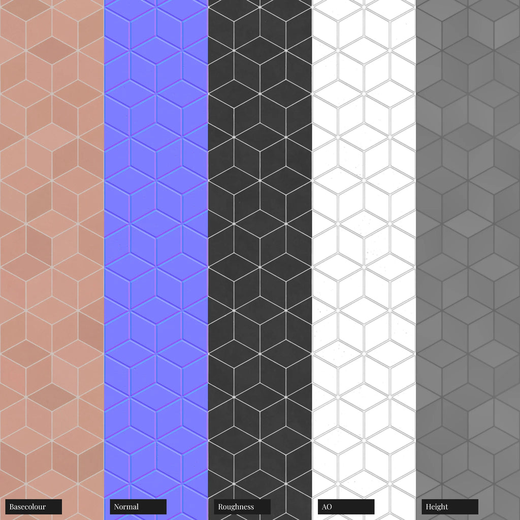 Diamond Flamingo Matte Porcelain Tile PBR Texture - Example Scene Visualization | Superellipse