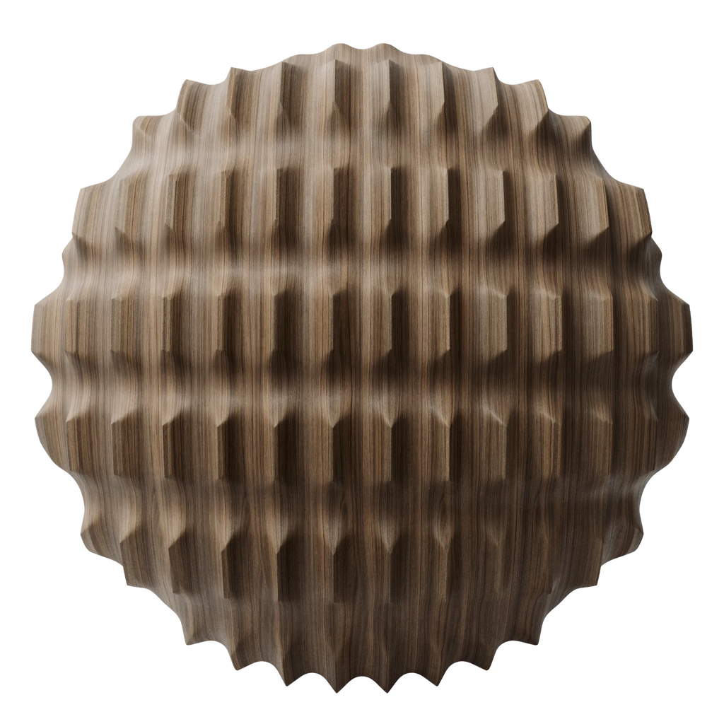 Milled Oak Wood Convex Pinch PBR Texture - Sphere Swatch Preview | Superellipse