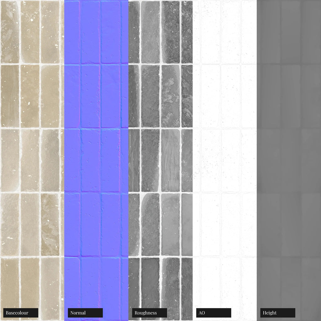 Terracotta Worn Rustic Yellow Brick Tile PBR Texture - Example Scene Visualization | Superellipse