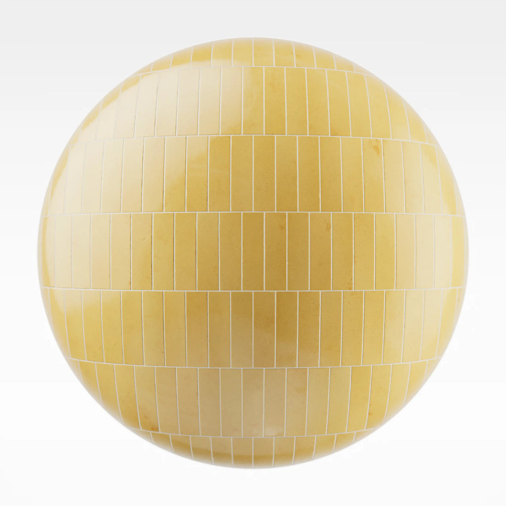 Zellige Honey Yellow Offset Tile PBR Texture - Sphere Swatch Preview | Superellipse