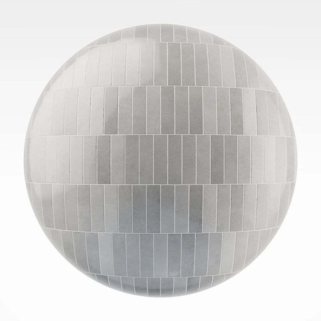 Zellige French Grey Offset Tile PBR Texture - Sphere Swatch Preview | Superellipse