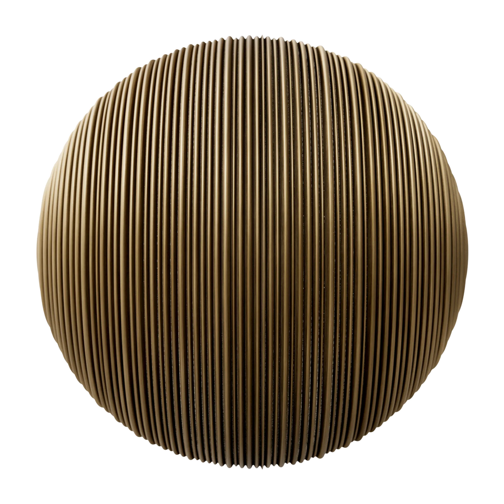 Ribbed Brushed Brass Metal 3D Panel PBR Texture - Sphere Swatch Preview | Superellipse