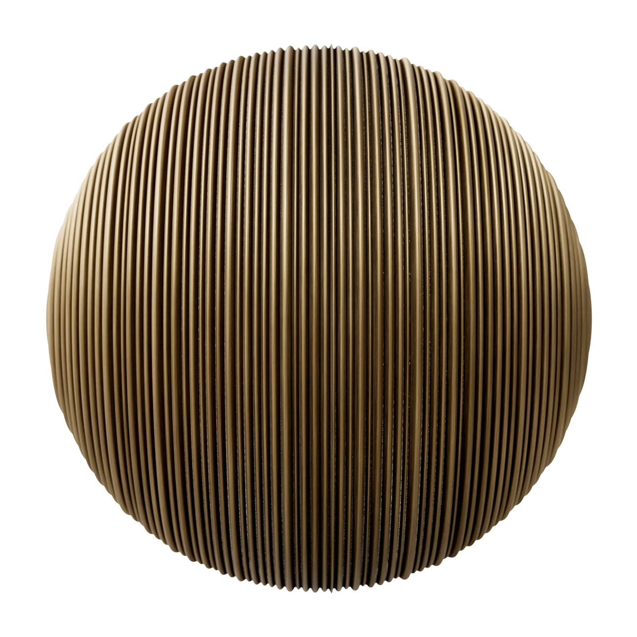 Ribbed Brushed Brass Metal 3D Panel PBR Texture - Sphere Swatch Preview | Superellipse