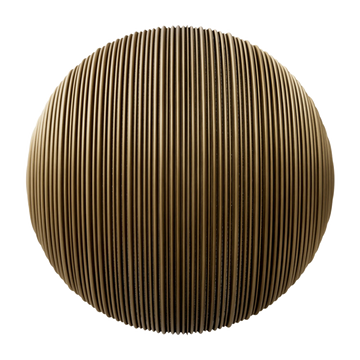 Ribbed Brushed Brass Metal 3D Panel PBR Texture - Sphere Swatch Preview | Superellipse
