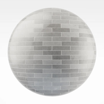 Zellige French Grey Brickbond Tile PBR Texture - Sphere Swatch Preview | Superellipse