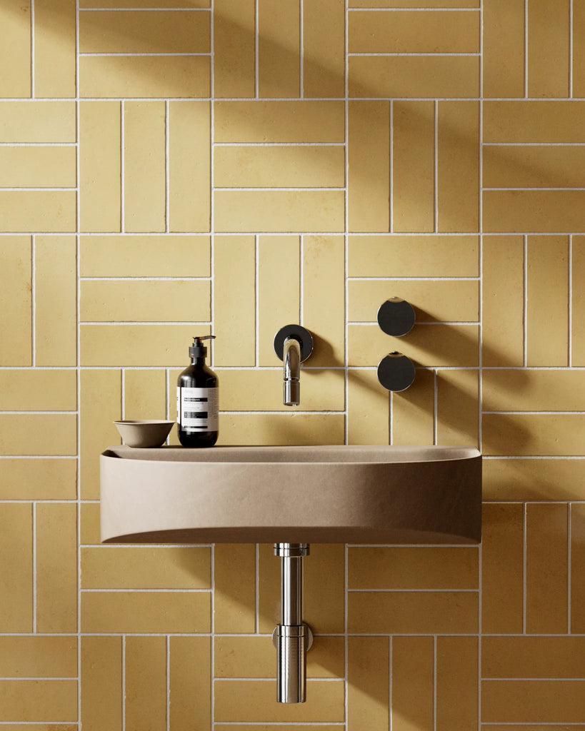 Zellige Honey Yellow Basketweave Tile PBR Texture - Example Scene Visualization | Superellipse