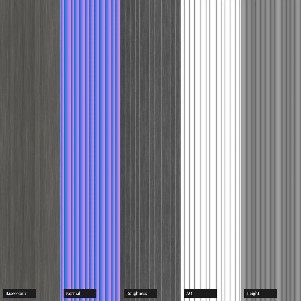 Ribbed Brushed Steel Metal 3D Panel PBR Texture - Example Scene Visualization | Superellipse