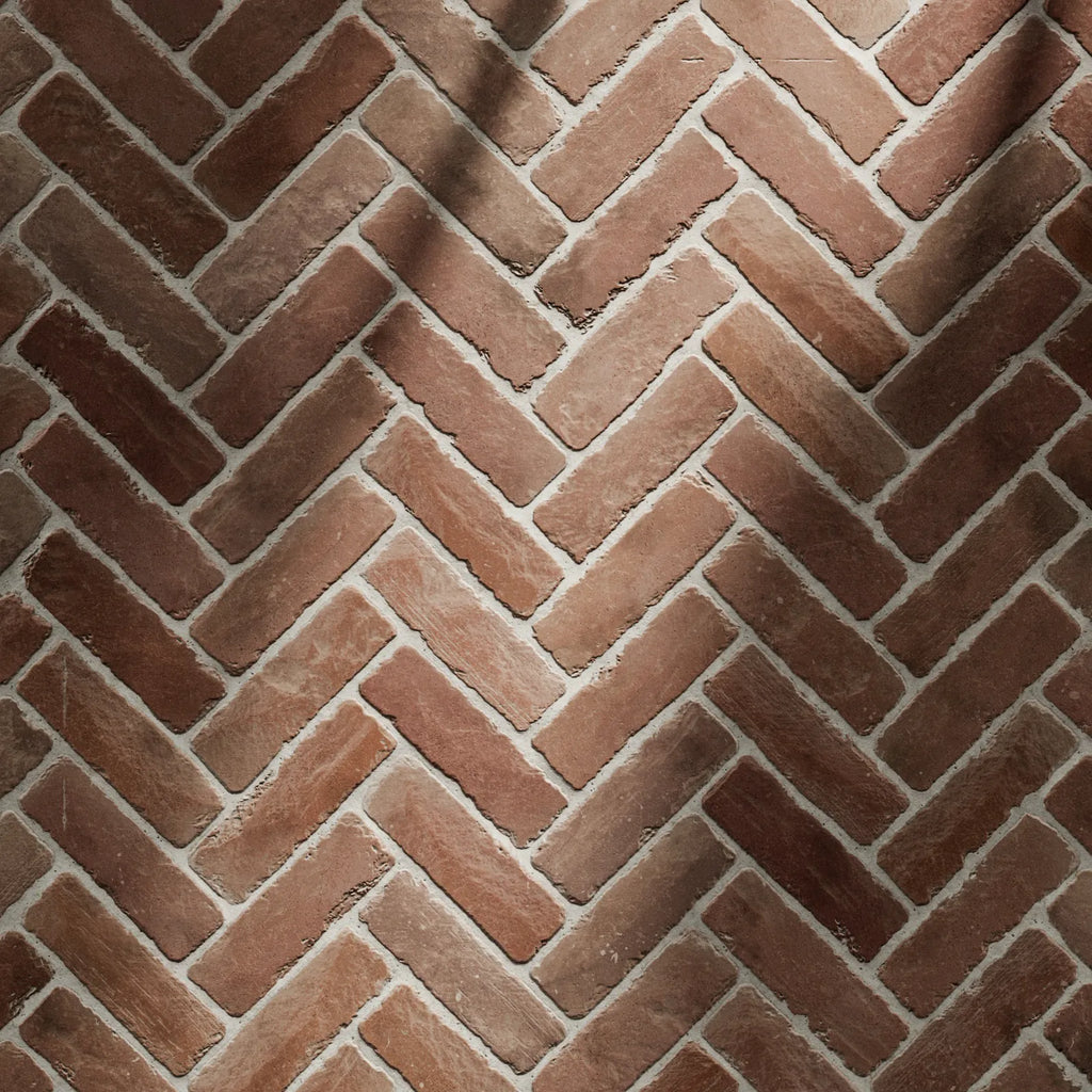 Terracotta Traditional Rustic Herringbone Tiles PBR Texture - Example Scene Visualization | Superellipse