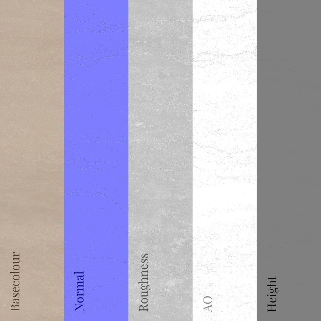 Matte Fine Travertine Unfilled PBR Texture - Example Scene Visualization | Superellipse