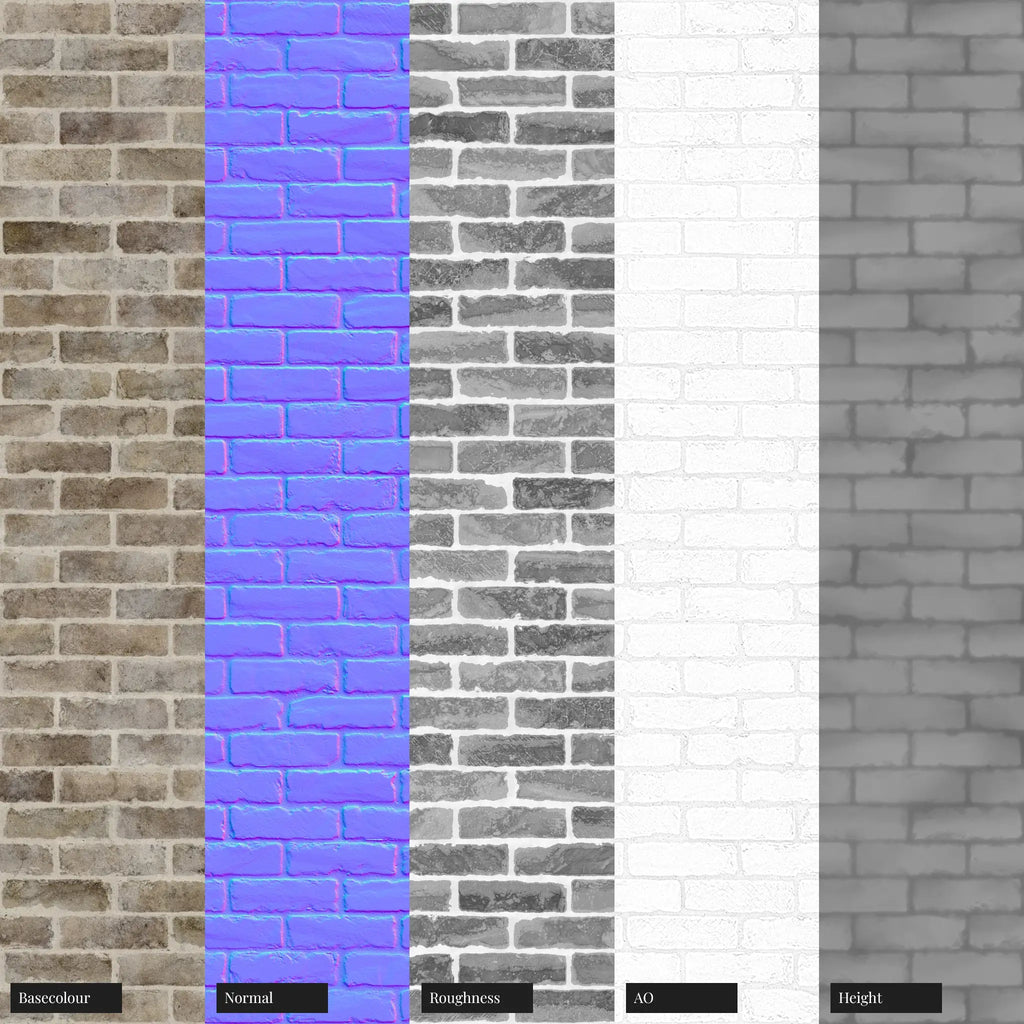 Tumbled Limestone Brick Running Bond PBR Texture - Example Scene Visualization | Superellipse