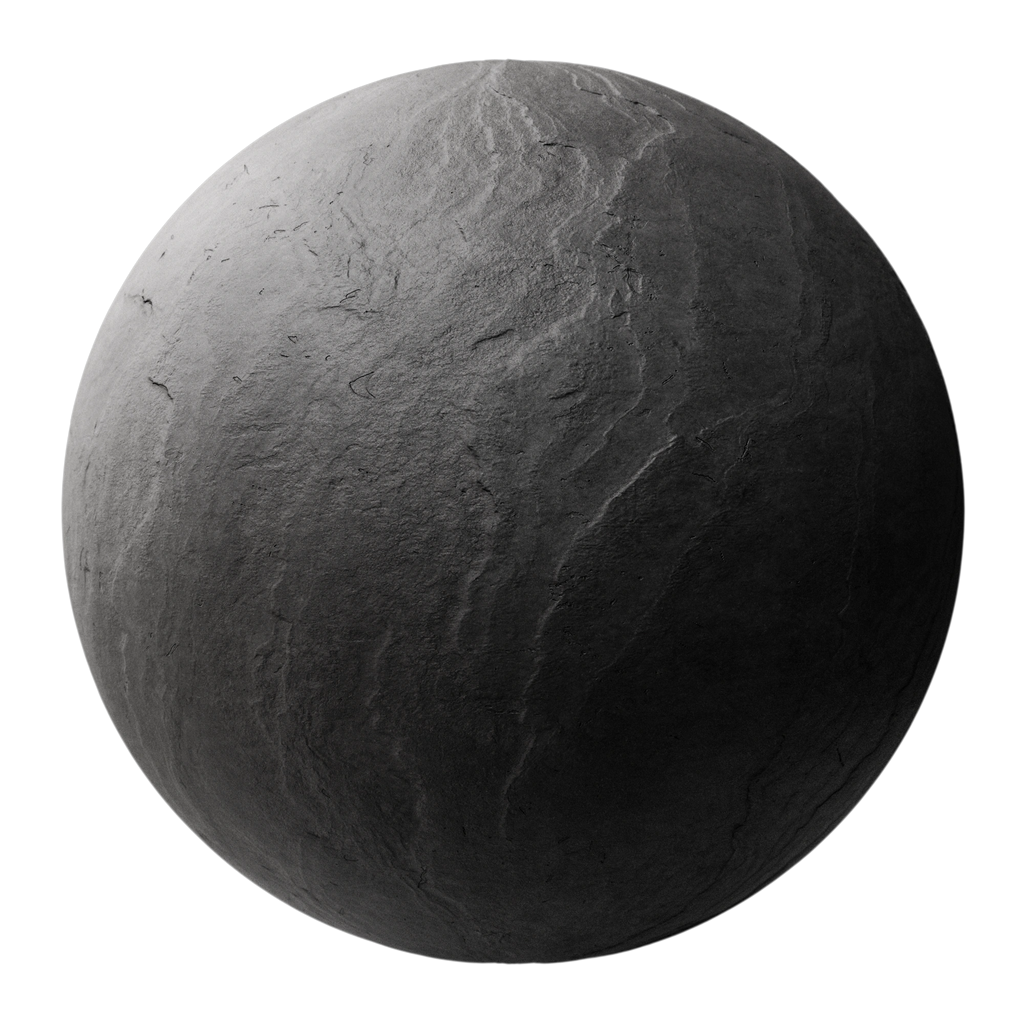 Traditional Black Cleft Slate Stone PBR Texture - Sphere Swatch Preview | Superellipse