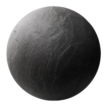 Traditional Black Cleft Slate Stone PBR Texture - Sphere Swatch Preview | Superellipse