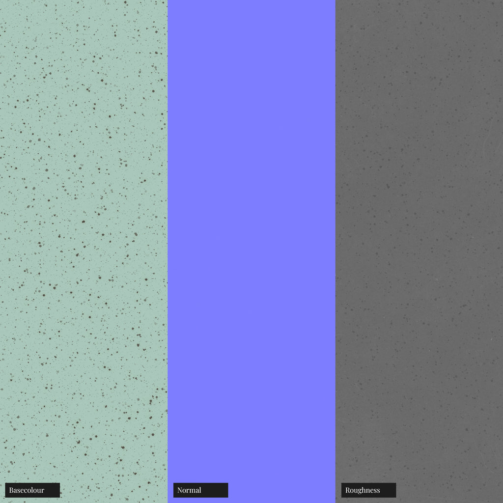 Speckled Pastel Teal Recycled Bioplastic PBR Texture - Example Scene Visualization | Superellipse