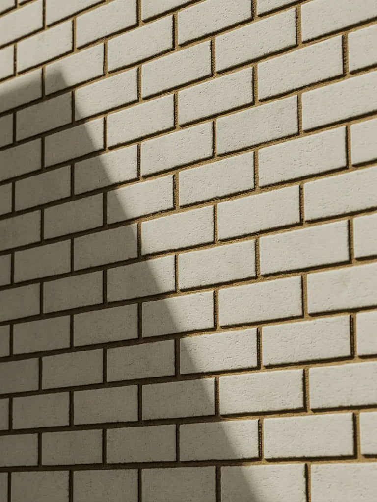 Porcelain White Smooth Running Bond Brick PBR Texture - Example Scene Visualization | Superellipse